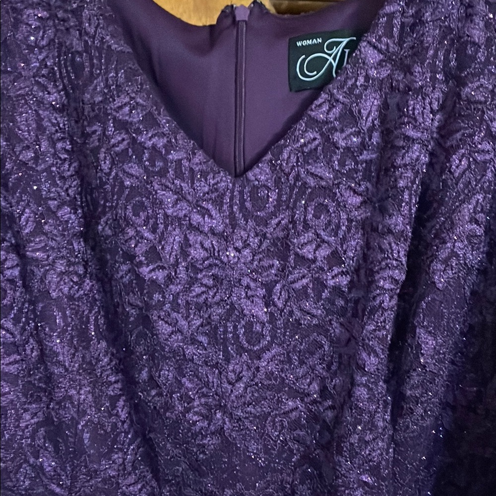 Mother of the Bride Dress:  Alex Evenings Elegant Purple Evening Gown - Picture 2 of 5